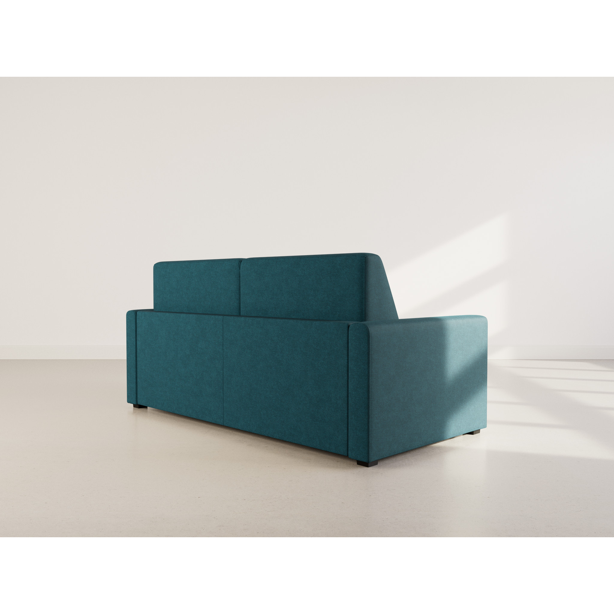 Julia - canapé lit 3 places convertible express couchage quotidien 140 cm matelas 14 cm en tissu - Bleu