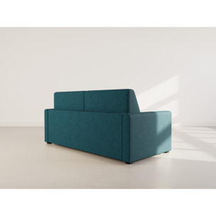 Julia - canapé lit 3 places convertible express couchage quotidien 140 cm matelas 14 cm en tissu - Bleu