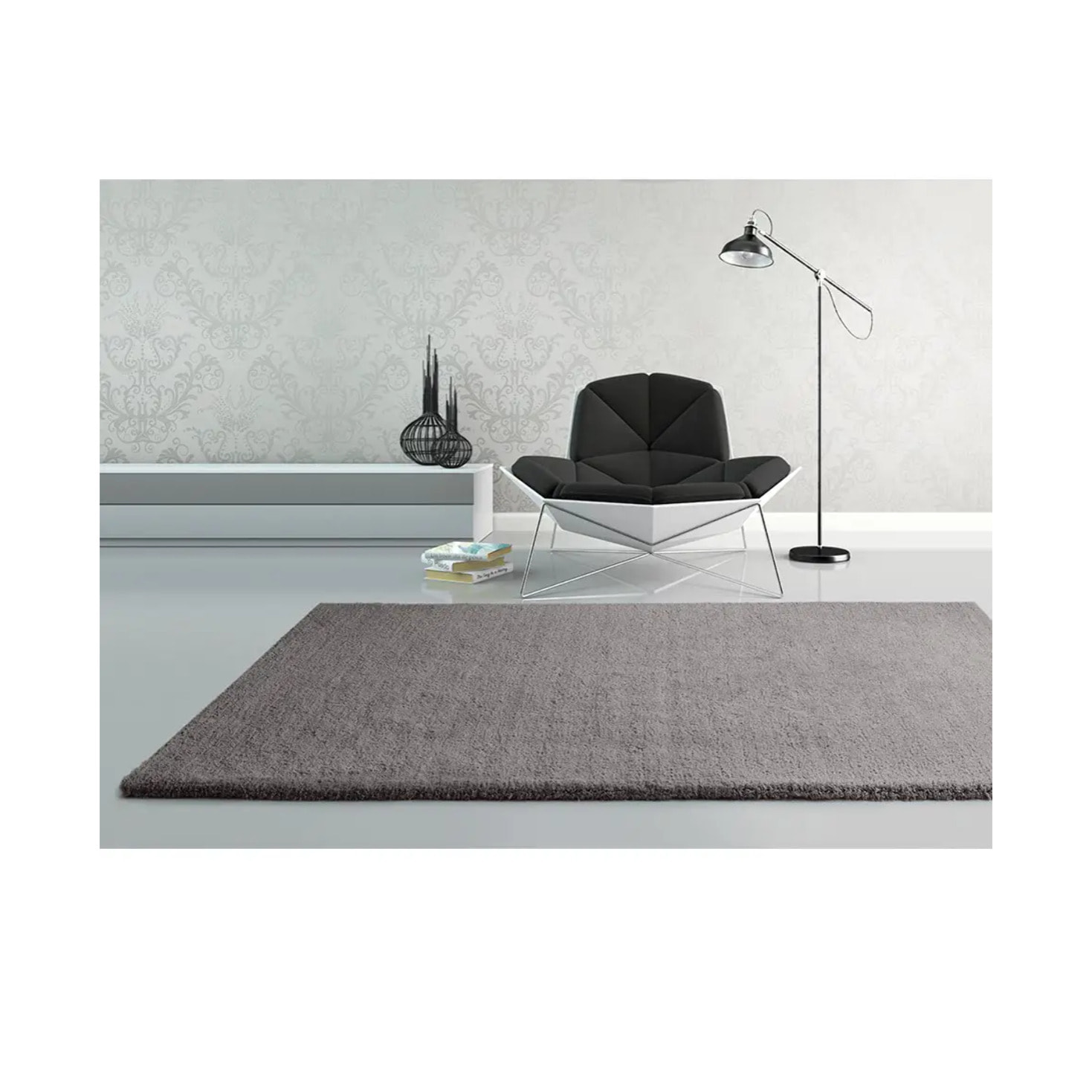 SHANGHAI Alfombra shaggy lisa gris, varias medidas disponibles.