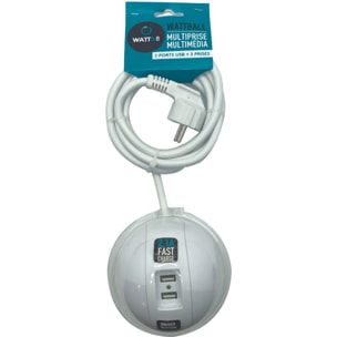 Multiprise USB WATT AND CO Wattball Blanc