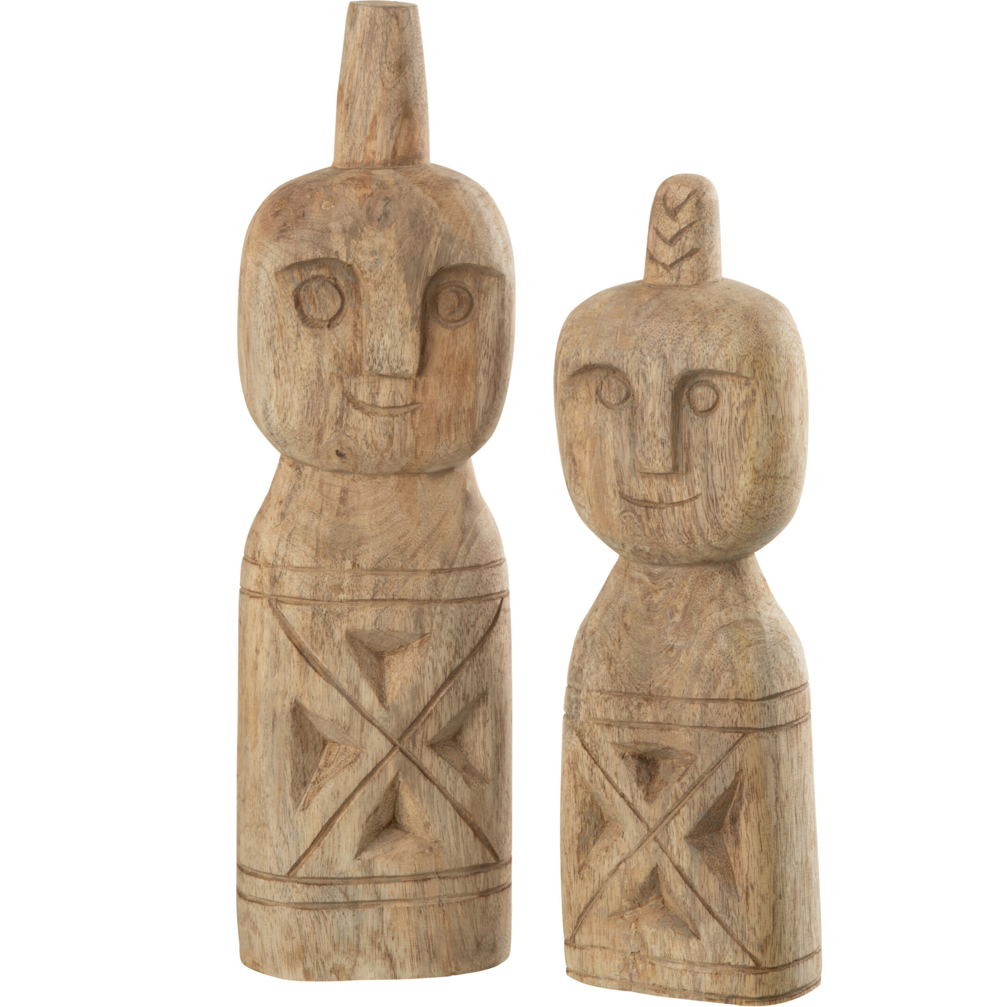 J-Line figurine Personnages Africain Sculpte - bois - naturel - 2 pcs