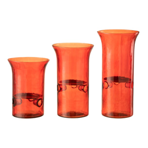 J-Line photophore Bord - verre/métal - rouge - set van 3