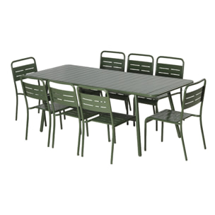 Ensemble table de jardin 200 cm et 8 chaises vert EVORA