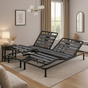 Lit Électrique Ergoflex avec chevet connecté| Sommier à lattes en bois de pin