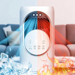 Climatizador multifunción sin aspas Q9, con calefacción y refrigeración. Con tanque de agua de 1,2L, pantalla táctil, luz esterilizadora y mando de control remoto.