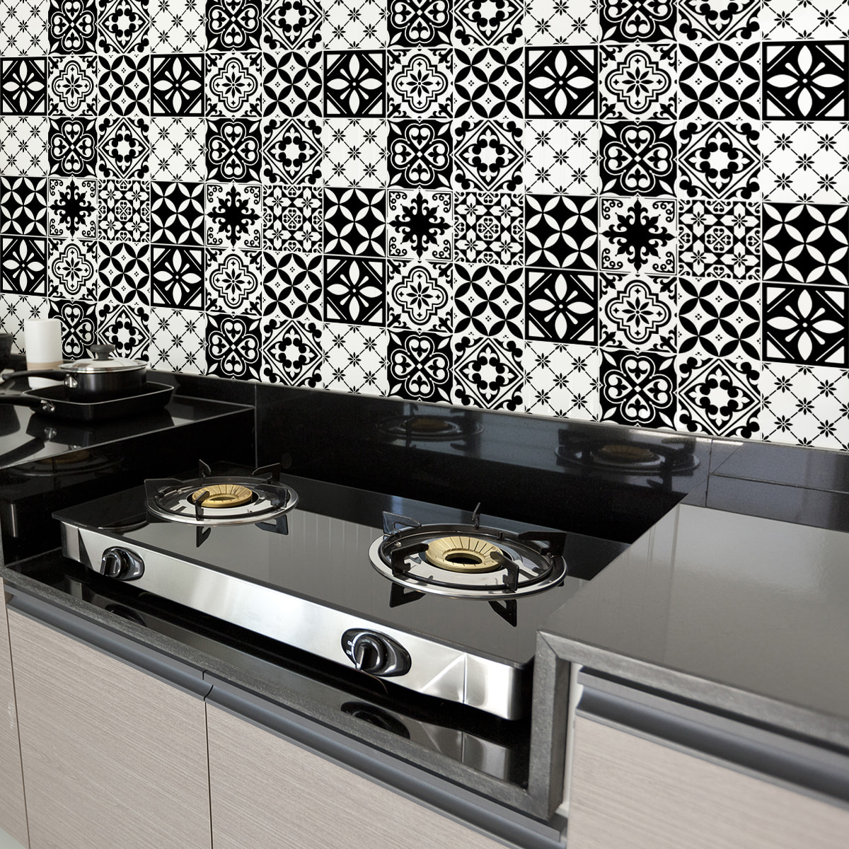 Stickers muraux - Sticker Mural Carrelage adhésif Cuisine Salle de Bain - 60 STICKERS CARREAUX DE CIMENT AZULEJOS ALEJO