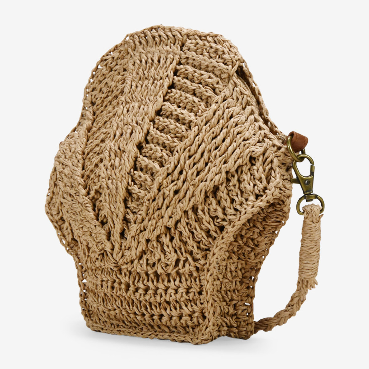 Bolso bandolera concha marrón en rafia