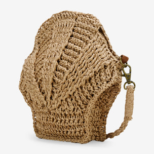 Bolso bandolera concha marrón en rafia