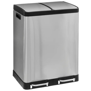 Poubelle tri à pédales métal 2x30L "Ariane" inox