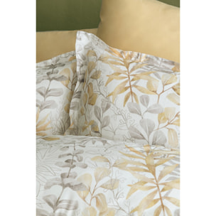 Housse de couette + taie(s) oreiller satin de coton "Occale beige"