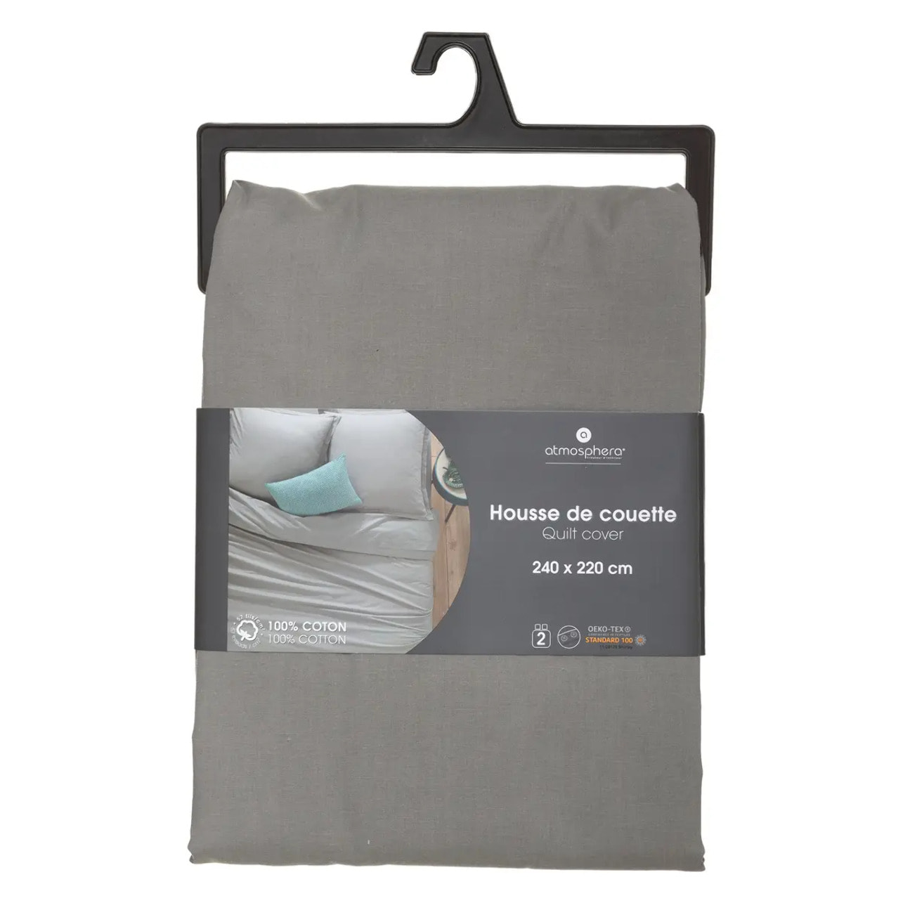 Housse de couette "Carina" coton gris souris 240x220cm