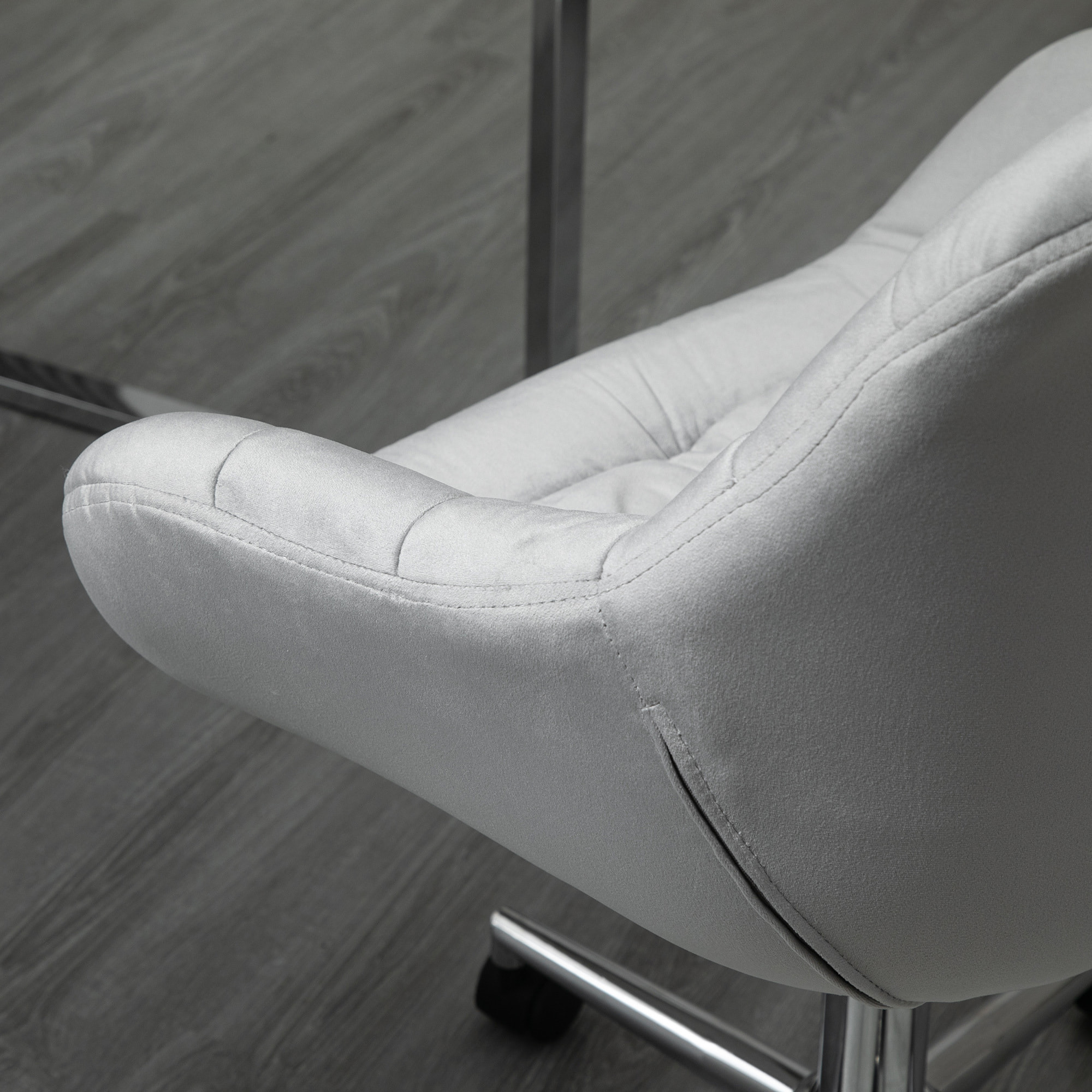Vinsetto Chaise de bureau design Chesterfield effet capitonné hauteur réglable pivotant 360° piètement chromé velours gris