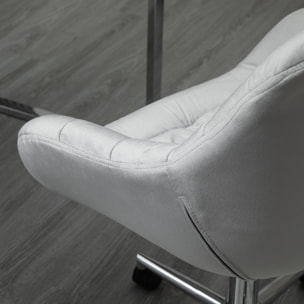 Vinsetto Chaise de bureau design Chesterfield effet capitonné hauteur réglable pivotant 360° piètement chromé velours gris