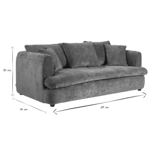 Canapé convertible déhoussable 3-4 places design haricot en tissu effet velours texturé vert kaki SACHA