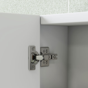 Armoire miroir murale salle de bain design 3 portes 4 étagères  91 x 11 x 65 cm blanc
