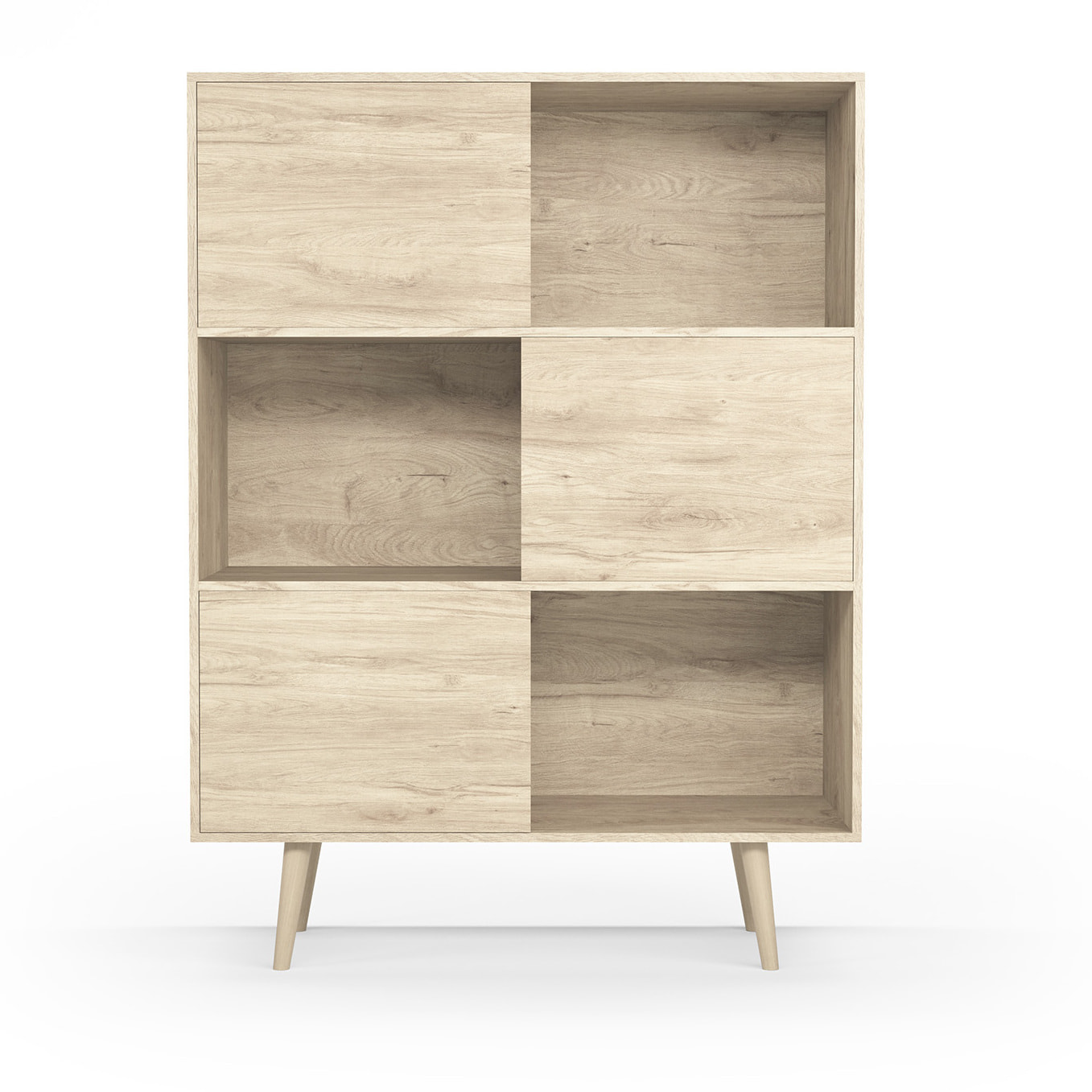 Estantería librería Nordic melamina roble claro 131x100x30 cm