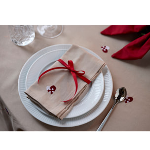 Serviettes en tissu Coeurs de Noël brodés 4 pièces