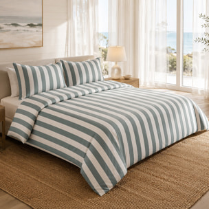 Parure housse de couette 100% percale de coton rayures verticales - TALAM