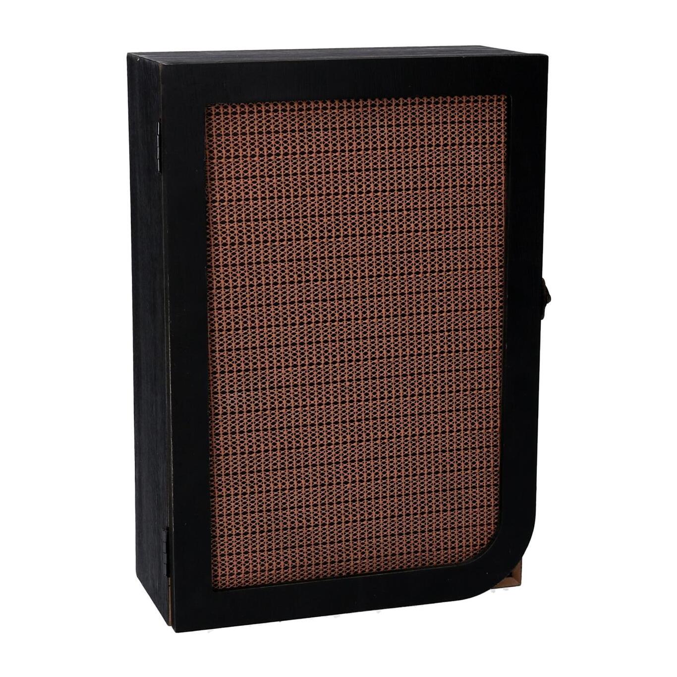 Portachiavi cancelletto in legno con 3 ganci nero rettangolare cm20x9,5x29