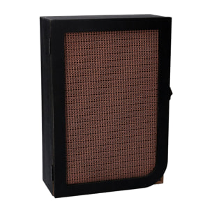 Portachiavi cancelletto in legno con 3 ganci nero rettangolare cm20x9,5x29