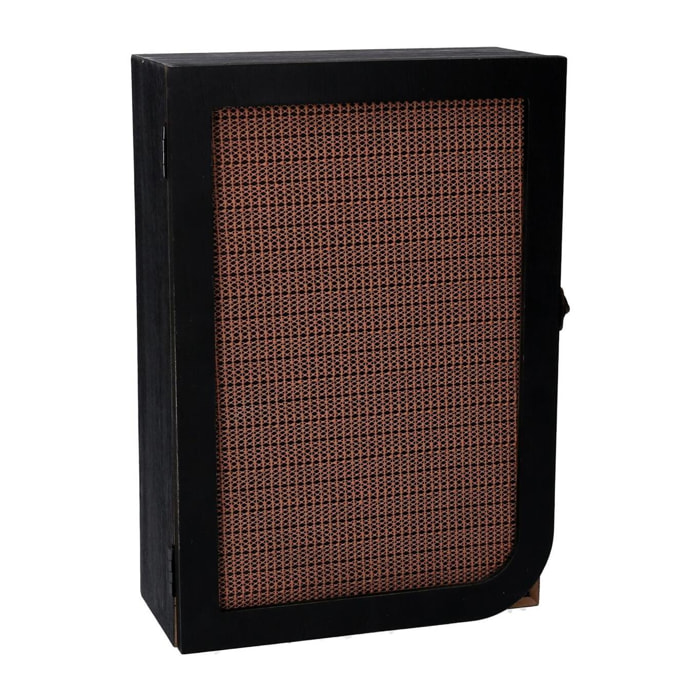 Portachiavi cancelletto in legno con 3 ganci nero rettangolare cm20x9,5x29