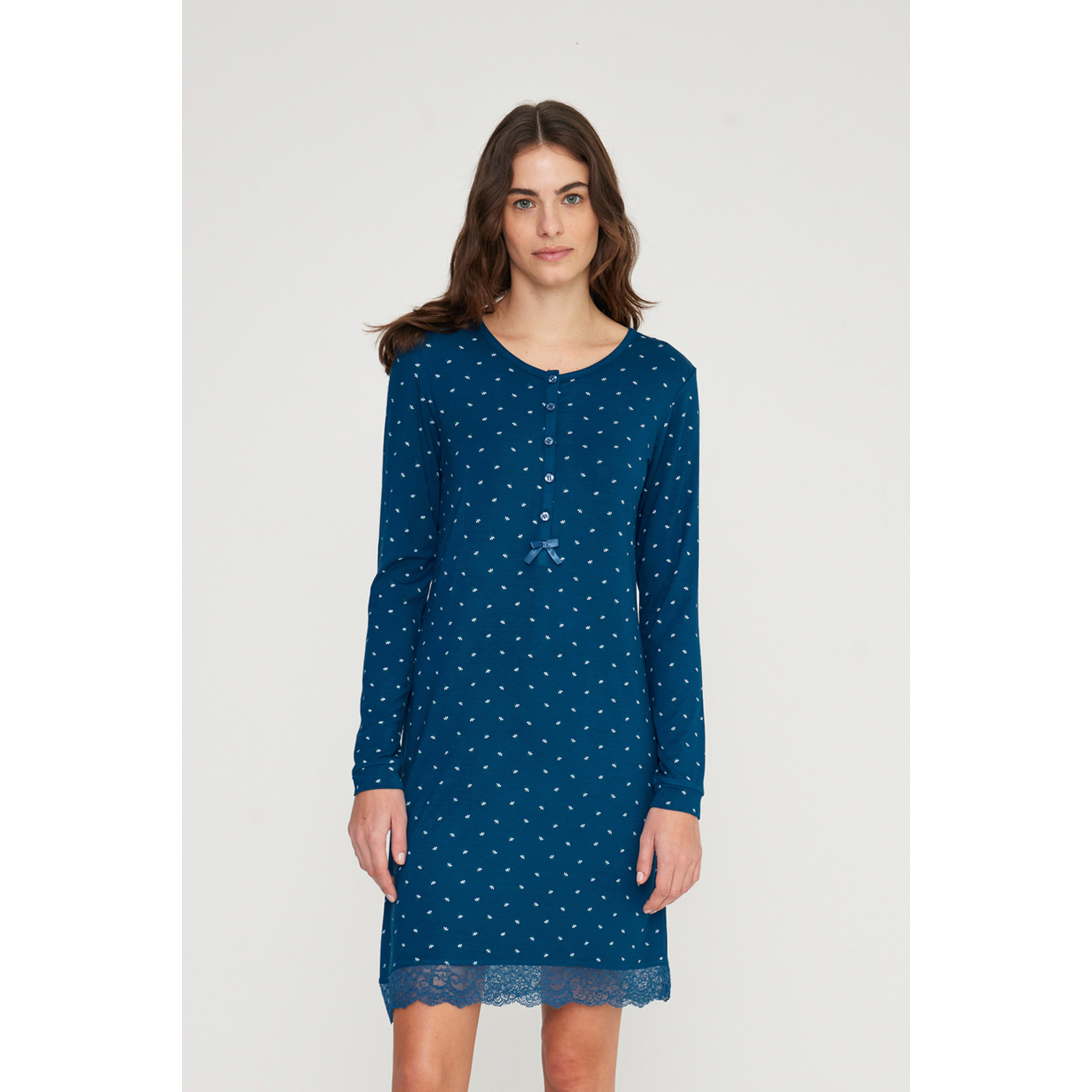 Camicia da notte donna florencia in modal con collo cinque bottoni Noidinotte