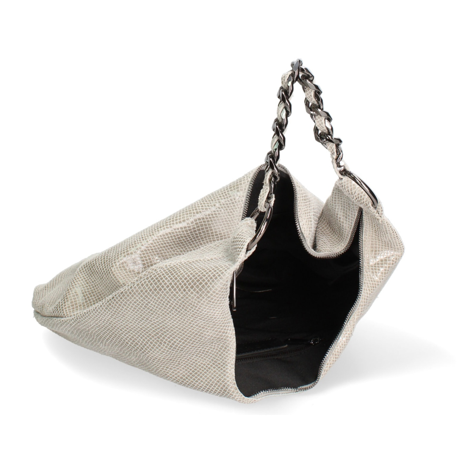 Borsa a spalla da donna Made in Italy - Valoria Pro - Vera pelle e calfhair - 42.0 x 34.0 x 9.0 cm