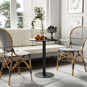 Mesa de Comedor Redonda para 2 Personas Mesa de Cocina de Acero para Interior y Exterior Ø60x72 cm Negro