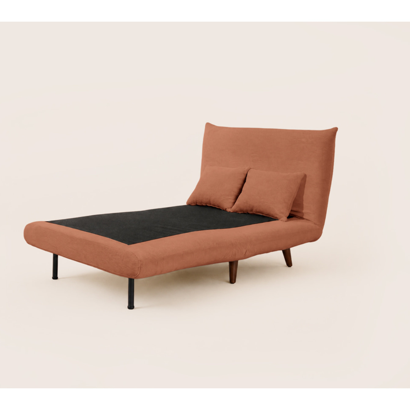 Lumi - Banquette convertible clic-clac 1 place en velours côtelé - Terracotta