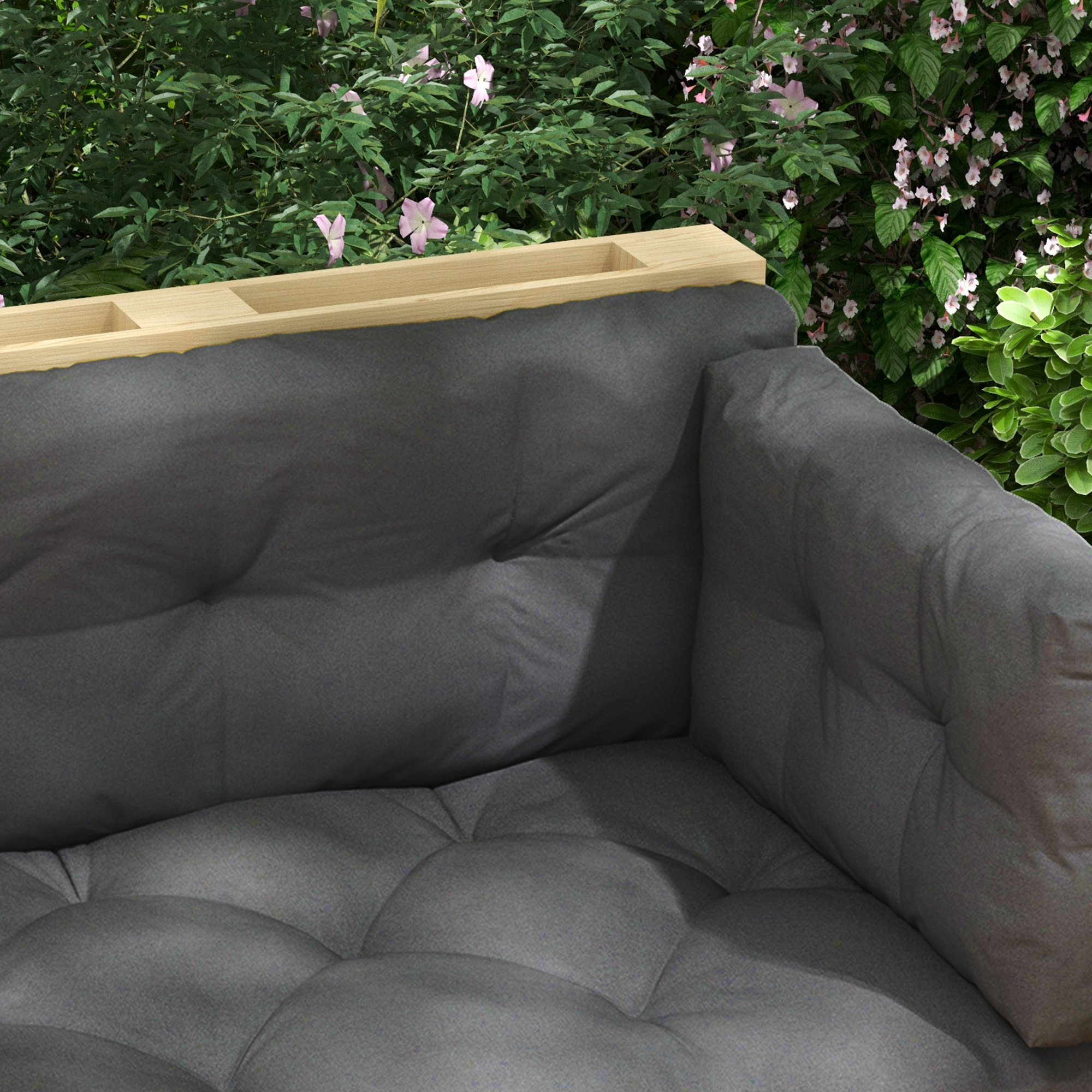 Ensemble de 3 coussins d'extérieur assise dossier latéral canapé gris