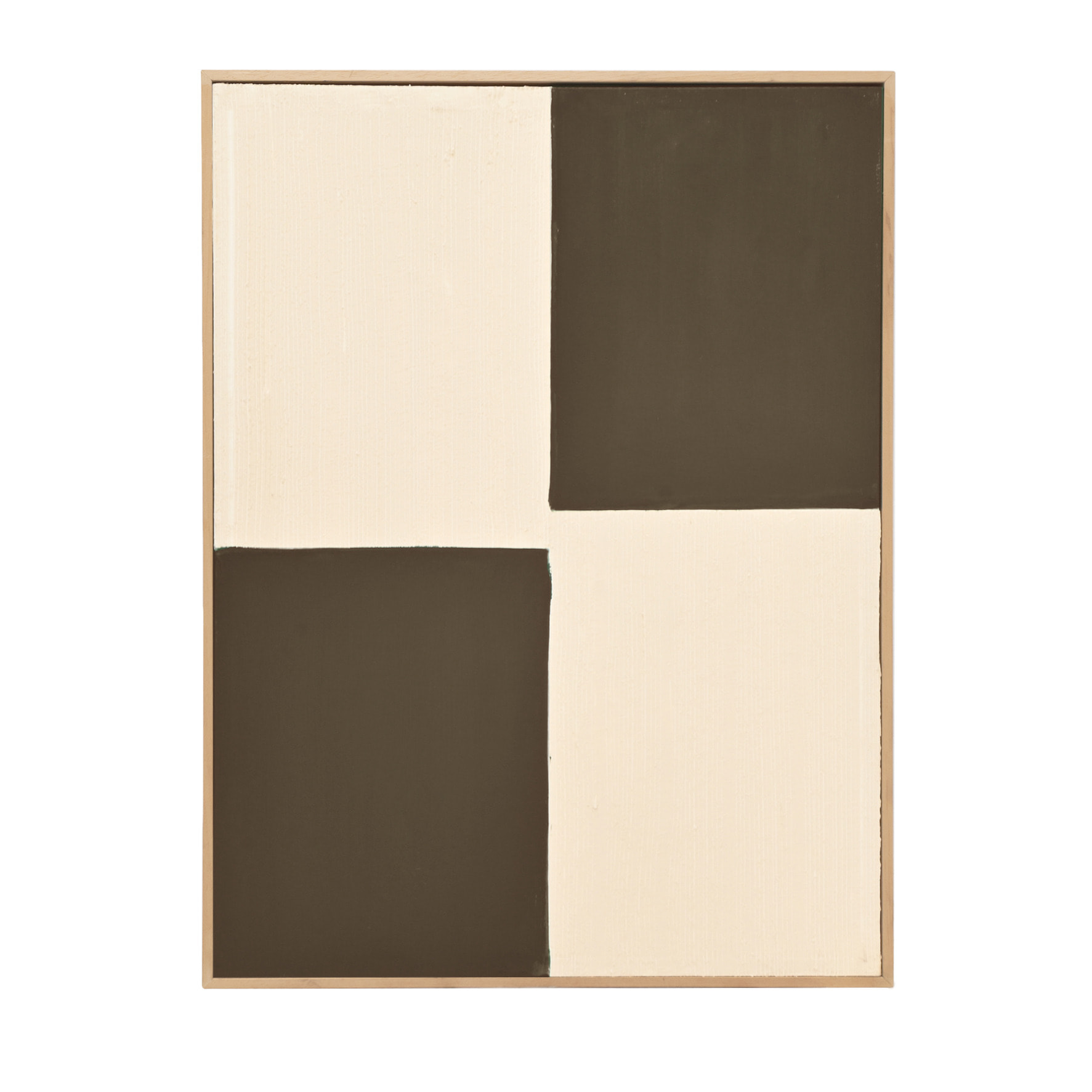 Tableau marron et blanc décoratif sur coton avec cadre en bois peint à la main à la peinture à l'huile en différentes tailles