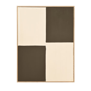 Tableau marron et blanc décoratif sur coton avec cadre en bois peint à la main à la peinture à l'huile en différentes tailles