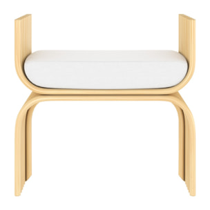 Tabouret en rotin et coussin blanc - Réane