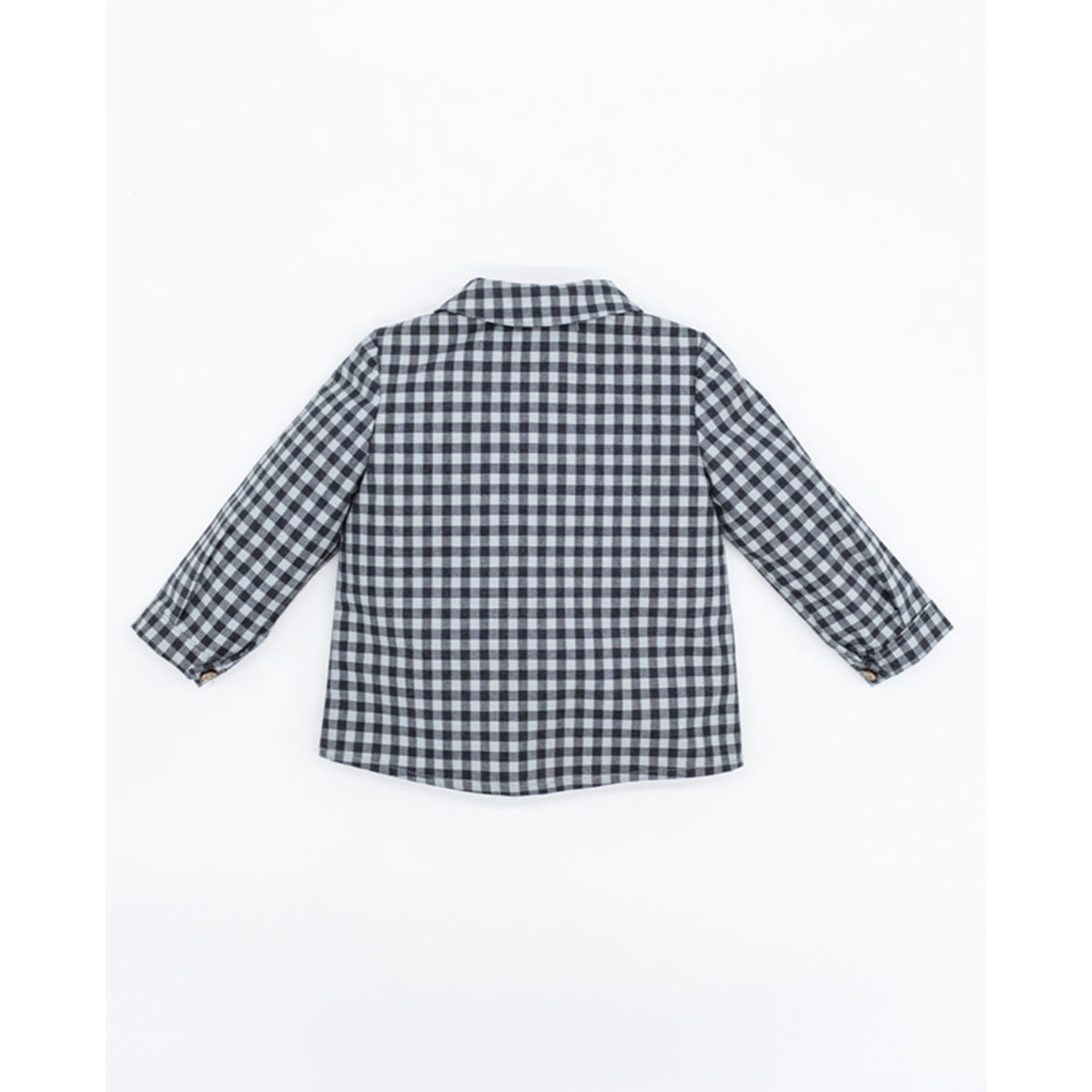CAMISA POPELÍN CUADROS GRISES Y AGUA