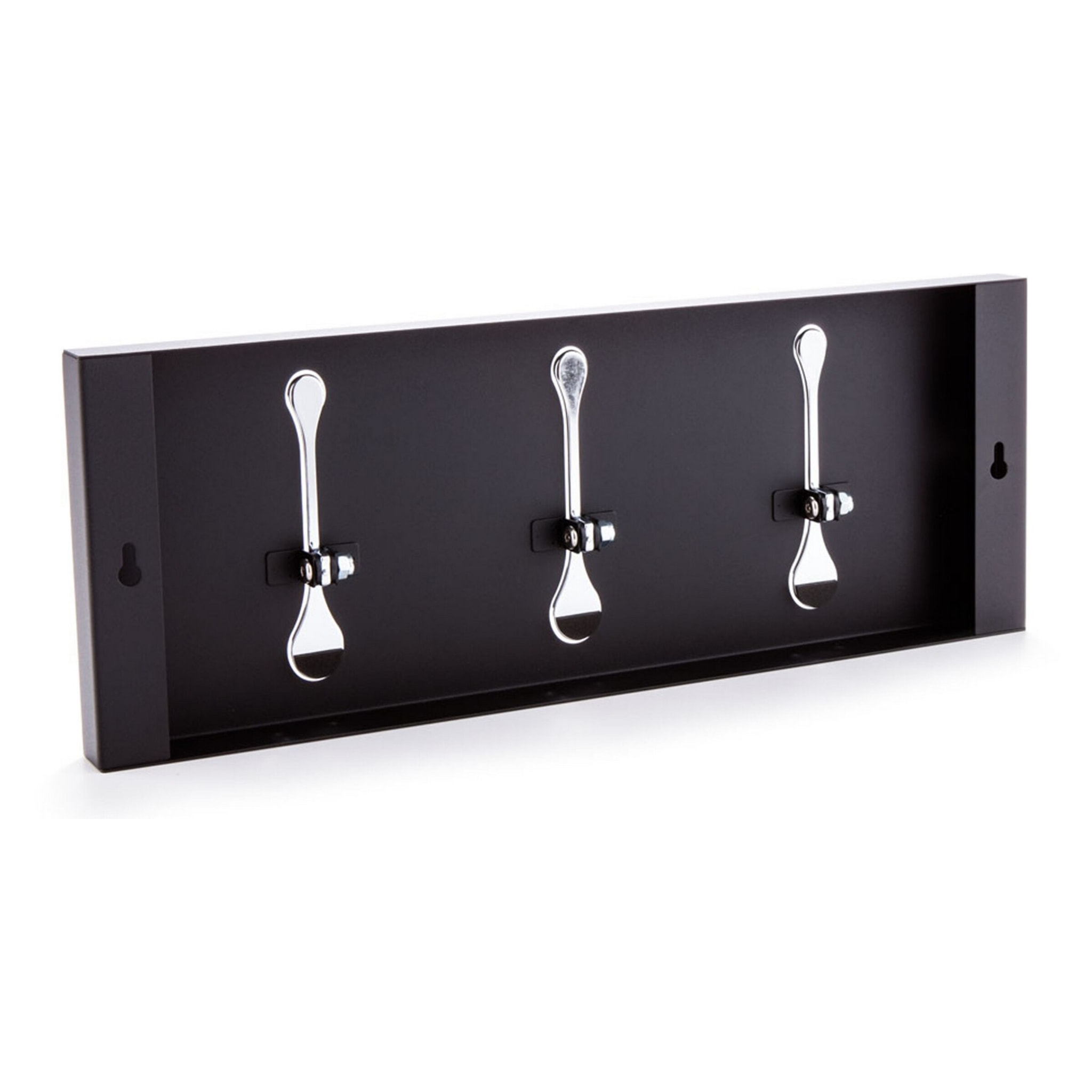 Porte-manteau mural Tomasucci BIN 3 BLACK, métal noir mat, 48 × 3 × 18 cm