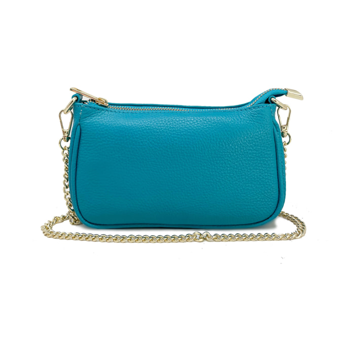 Chicca Borse - Tracollina Clutch Donna in Vera Pelle - Colore Turchese