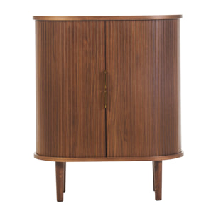 Buffet haut vintage avec portes coulissantes bois foncé noyer L70 cm EPIC