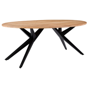 Table ovale 8 personnes en bois d'acacia et pieds en métal 200 cm - Matara