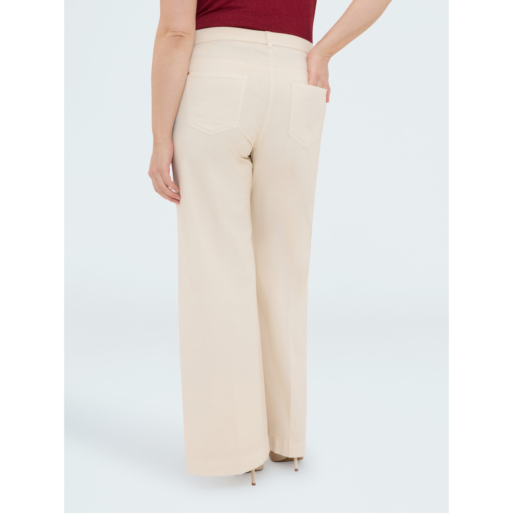 Fiorella Rubino - Pantaloni Wide Leg in cotone leggerp - Beige