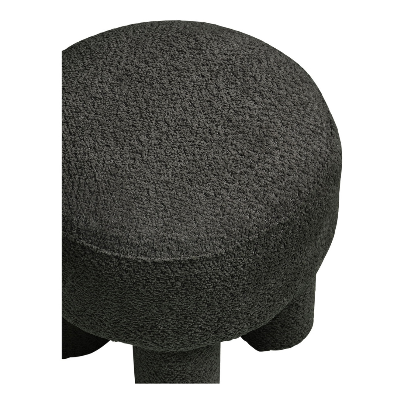 Canberra - Pouf rotondo in chenille antracite ø43x43 cm