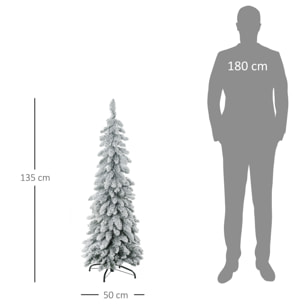 Arbre de Noël artificiel sapin de Noël avec support en acier 253 branches enneigées socle pliable hauteur 135 cm vert