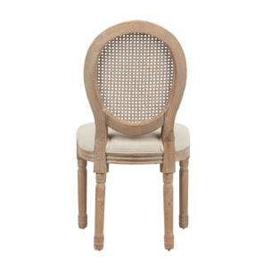 Silla Lino Beige Ratan Patas Roble 50x53x96 Cm