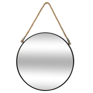 Miroir à suspendre "Corde" noir D55 cm