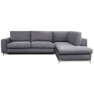 Canapé d'Angle Droit Velours Fiesole, 3 Places, Couchage Intégré, Coffre de Rangement, Housse Déhoussable
