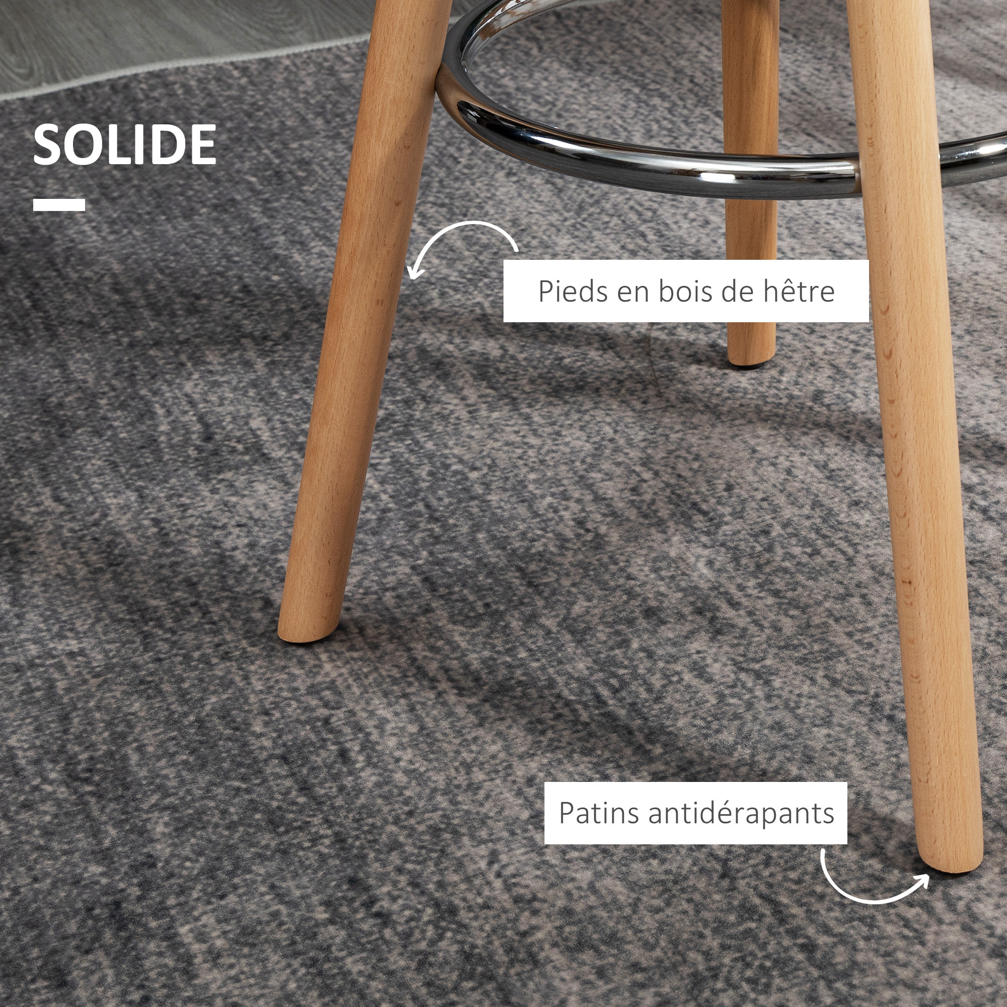 Lot de 2 tabourets de bar – Assise rembourrée – Style moderne