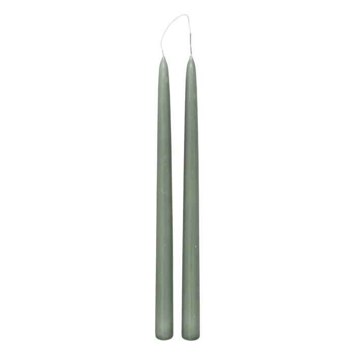 Lot de 2 bougies bâtons "Hugo" en coton H30cm vert céladon