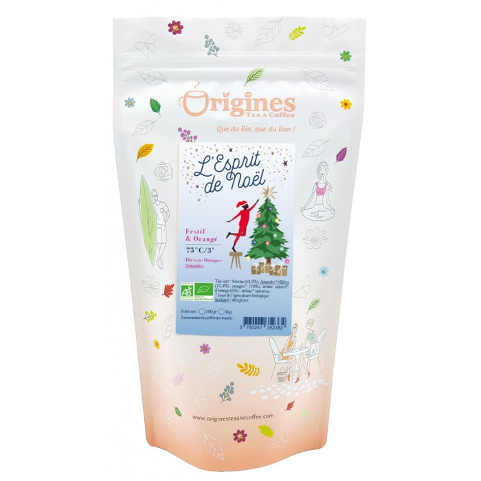 Esprit de Noël - Thé vert bio de noël orange macaron - Sachet 100g