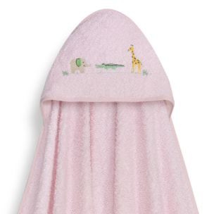 Capa Baño 1X1 Mod Savanna Bordado+ Gorro Rosa