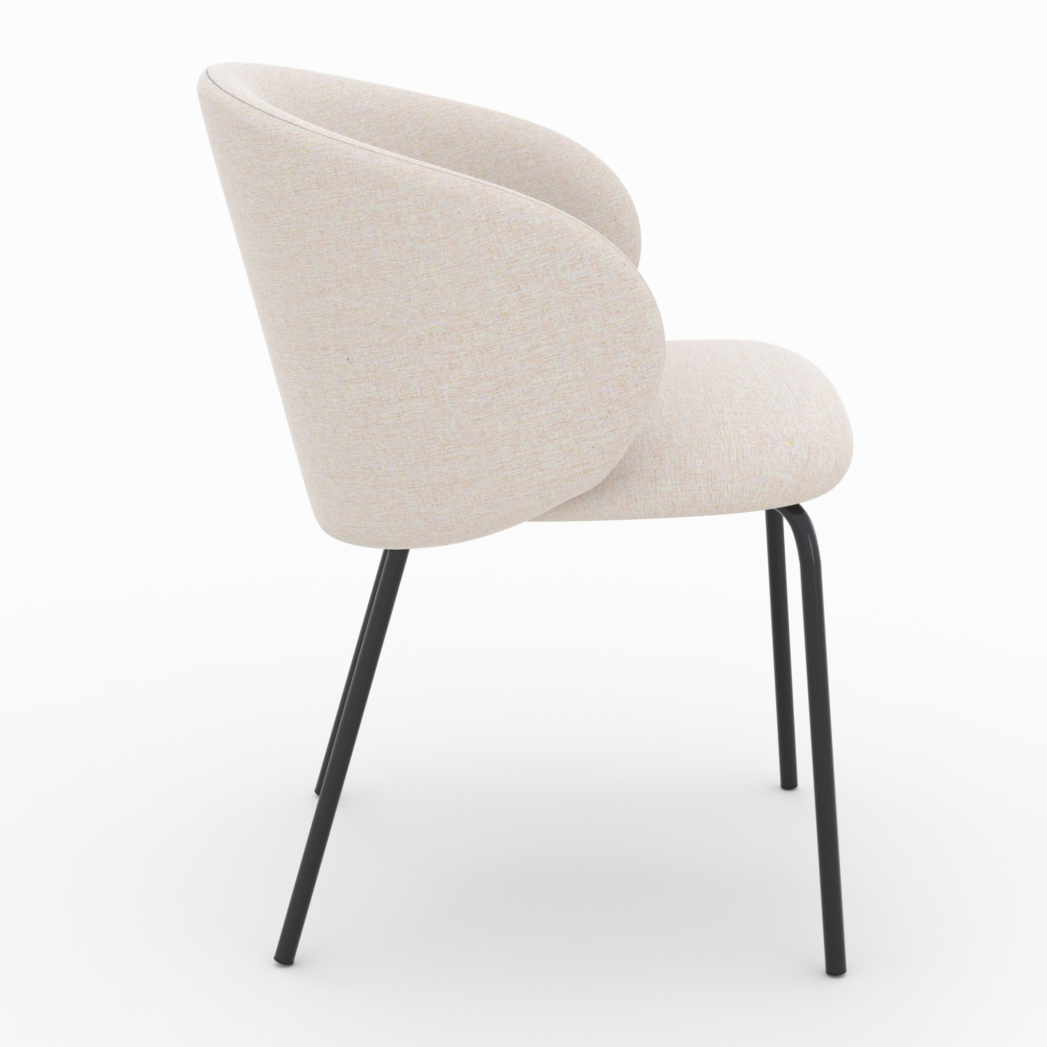 Lot de 2 chaises en tissu beige et pieds en métal noir - Victoria