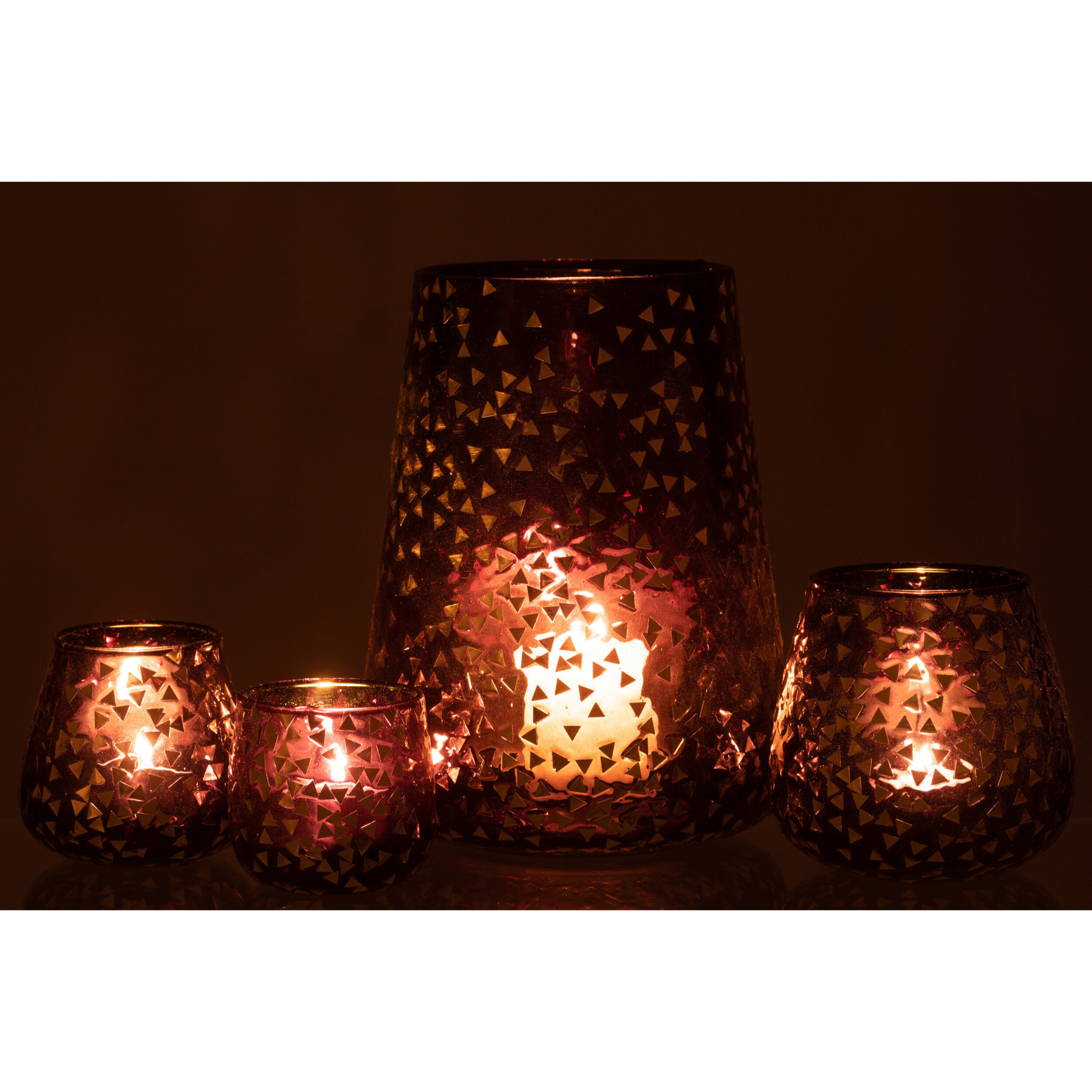 J-Line photophore Triangle - verre - noir/or - extra large